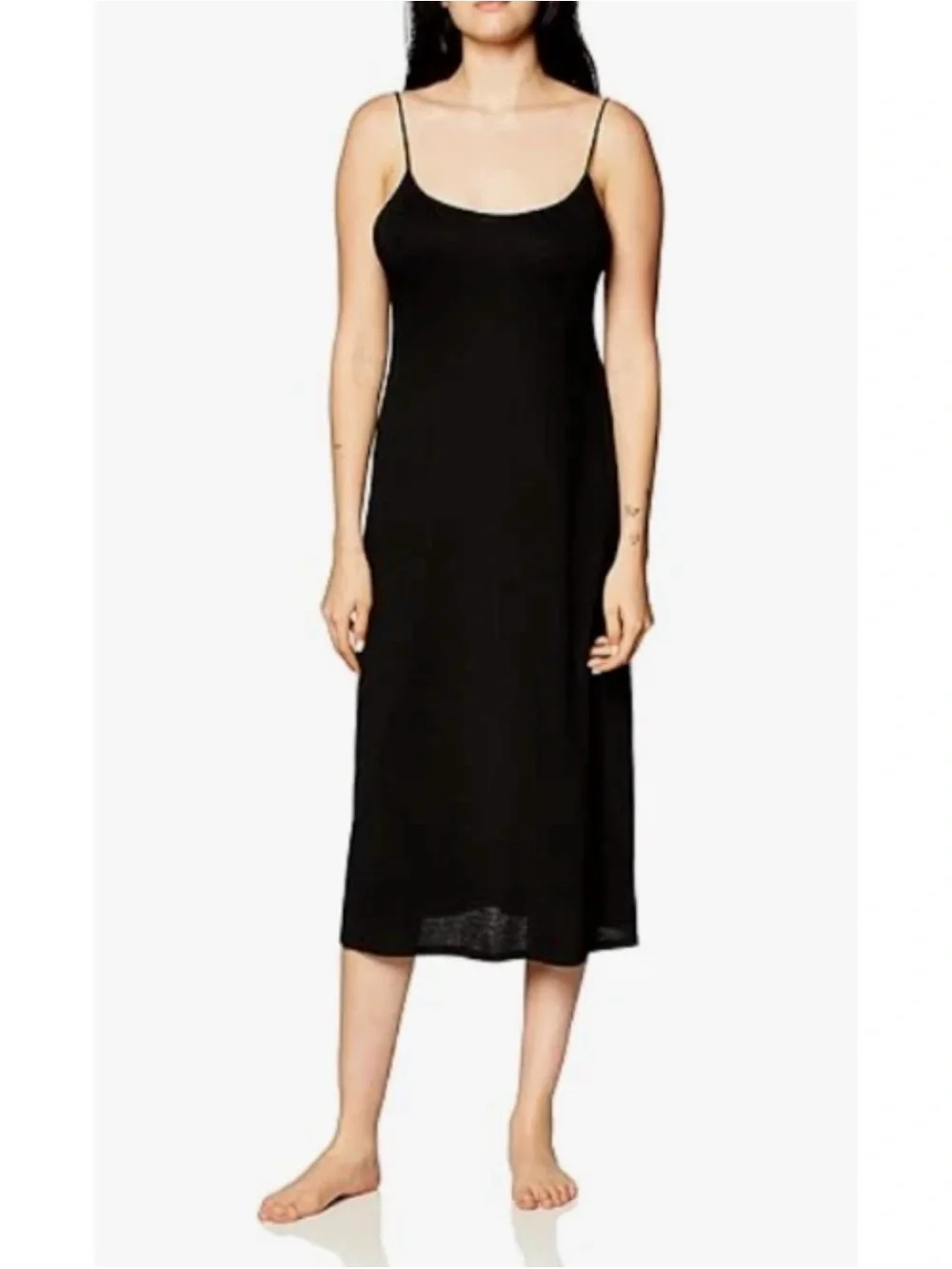 NATORI Slip Gown Dress Size Small Black Soft Knit Lounge Nighty Comfort Stretch